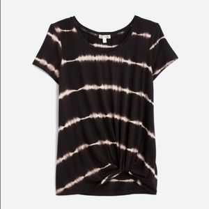 Women’s Nine Britton Levie Knot-Front Knit Top, medium, black the dye stripe